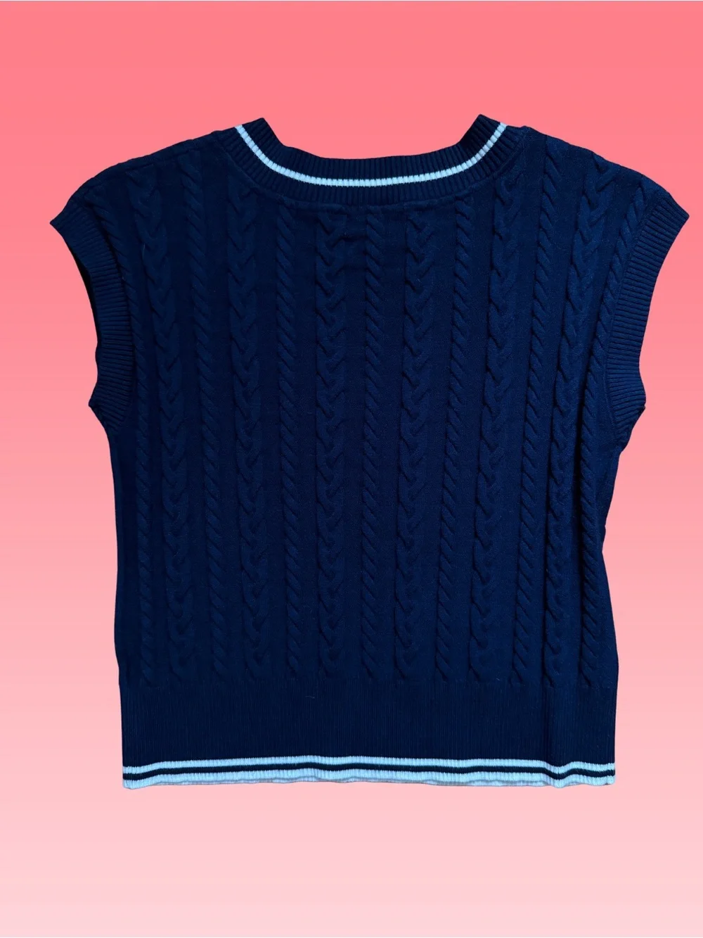 Preppy Academia Cable Knit Cropped V-Neck Sweater Vest Matching Knit Mini Skort